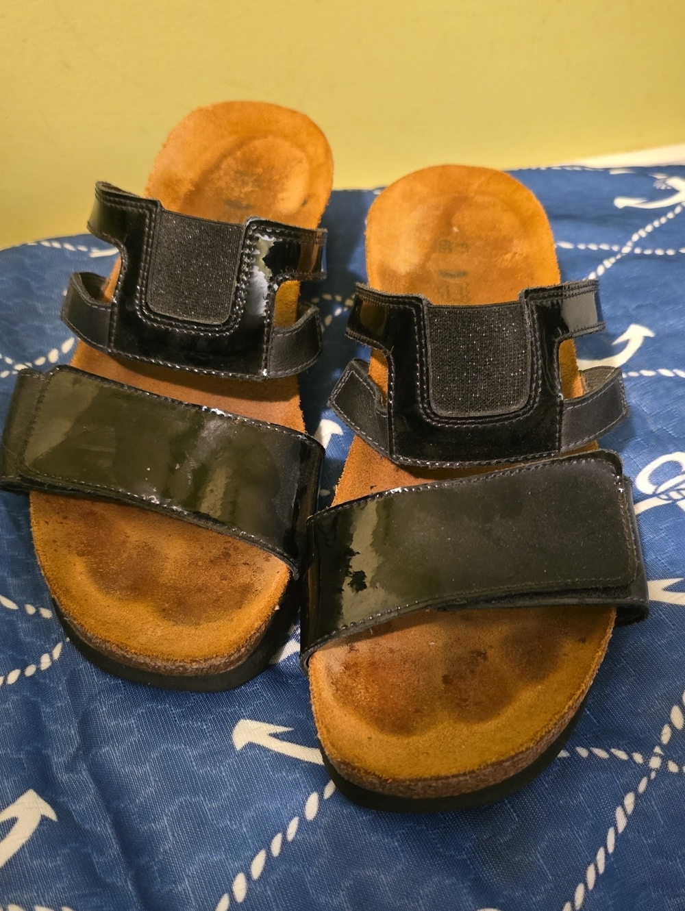 Naot Women’s Black Patent Leather Slide Sandals